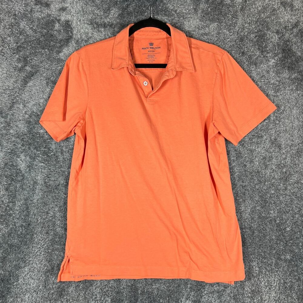 Mack Weldon Polo Shirt Mens Medium Orange Pima Cotton Comfort Lightweight Golf